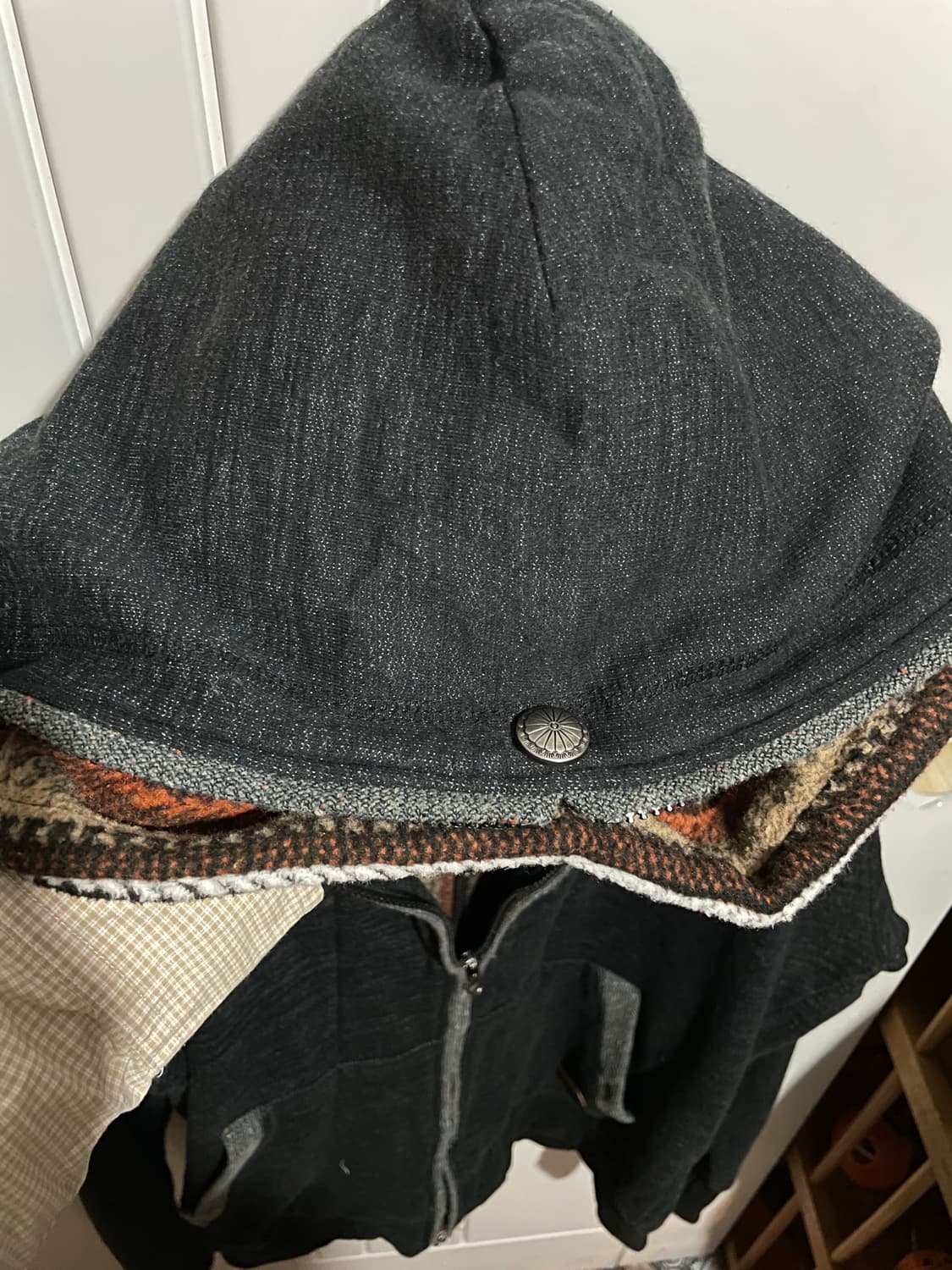 JPN vtg 에스닉 더블 후드 집업 상품이미지4