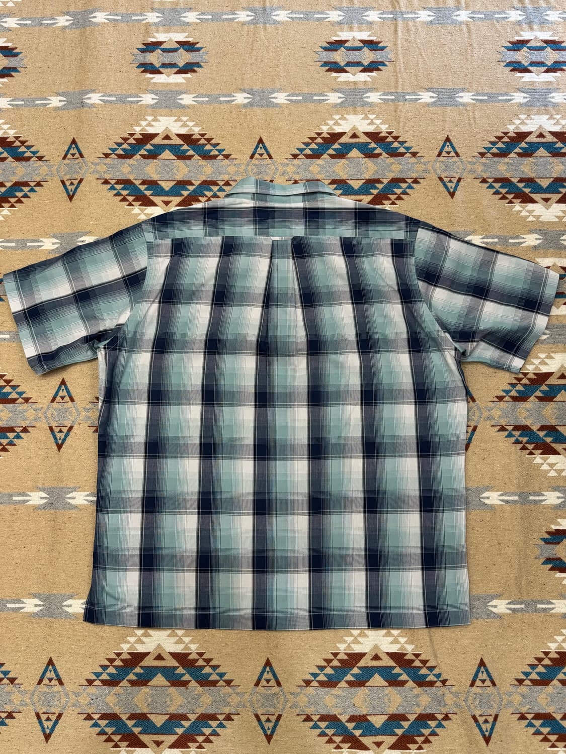 [L][105] 나나미카 오픈 카라 피케 숏슬리브 셔츠 네이비 민트 상품이미지5