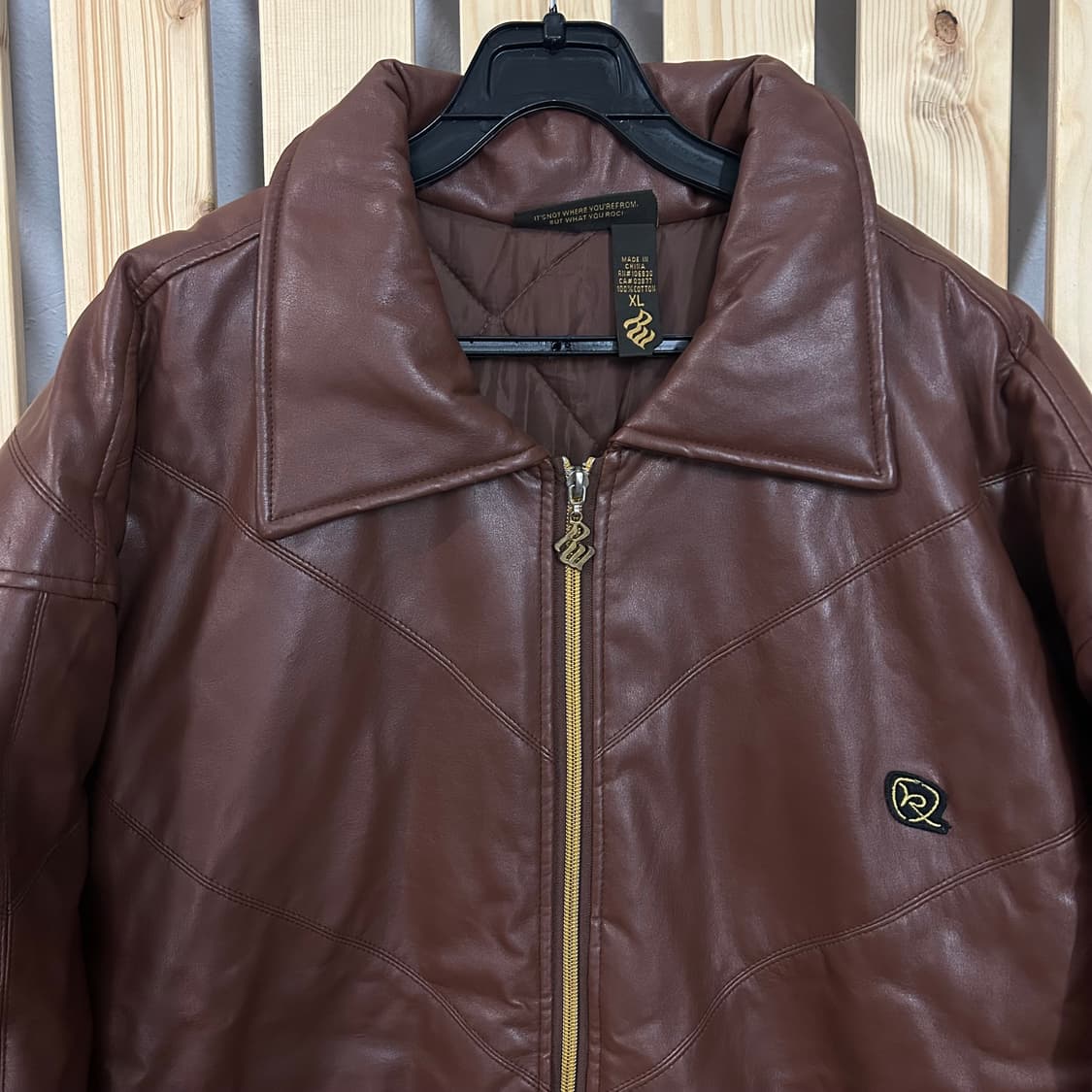 (XL~XXL) 로카웨어 브라운 레더 봄버자켓  상품이미지2