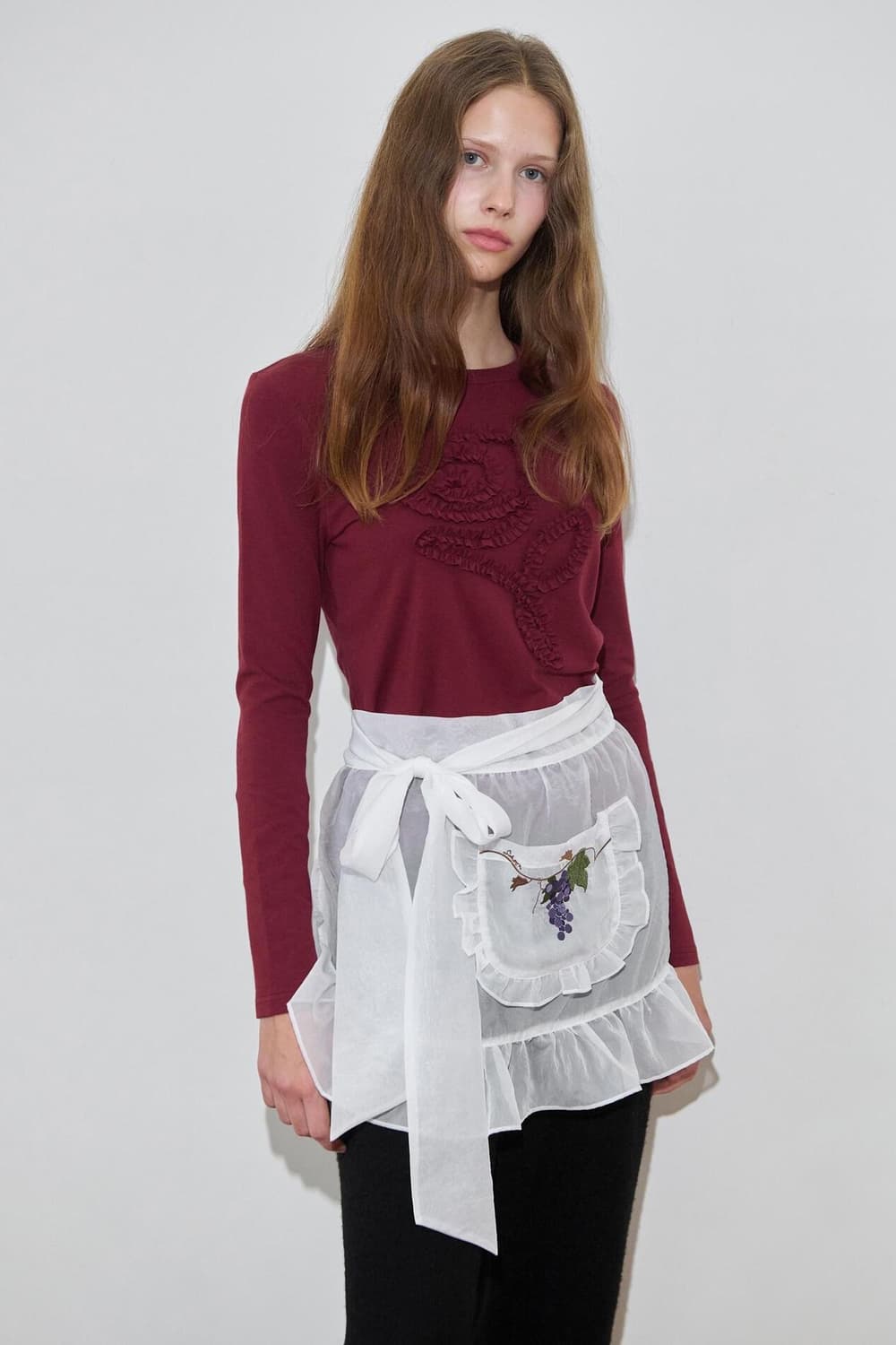 시눈 로즈 프릴 롱슬리브 버건디 상품이미지2