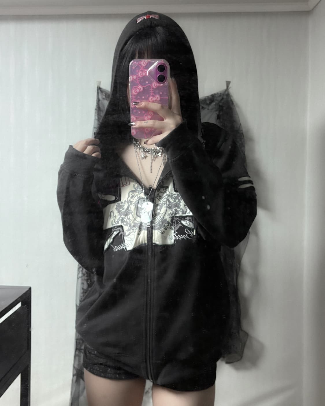 펑크 y2k 레터링 포인트 후드집업  상품이미지2