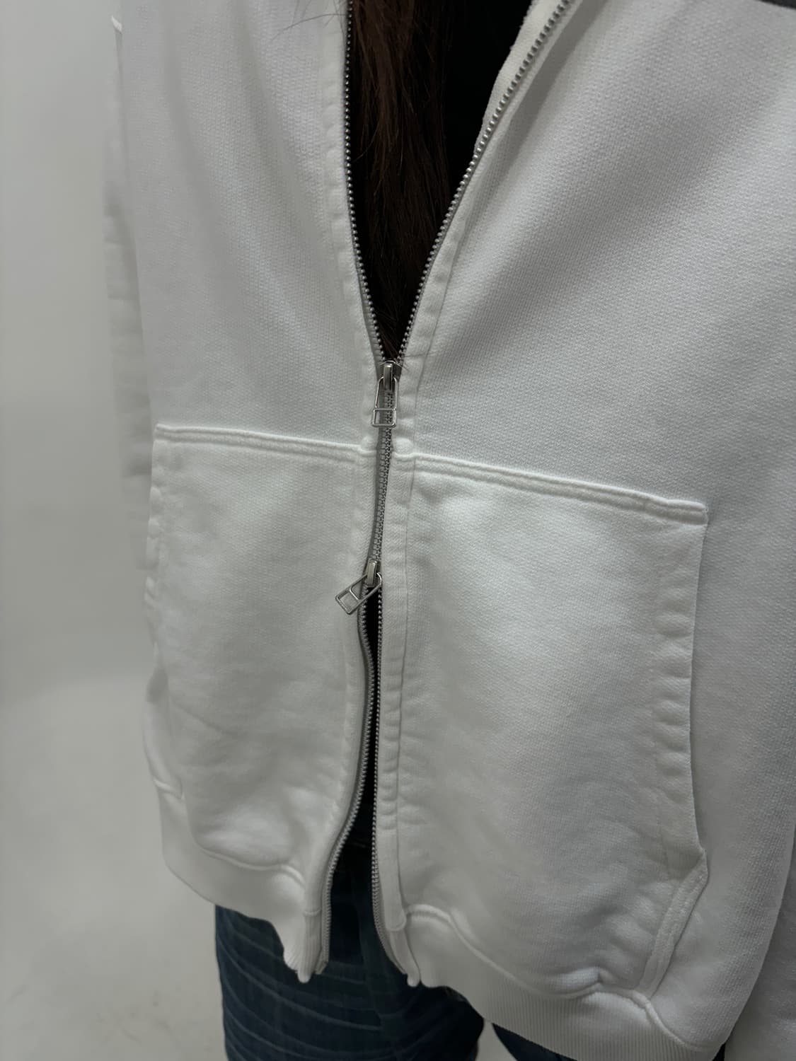 화이트 새상품 디스테인 세미크롭투웨이후드 상품이미지5