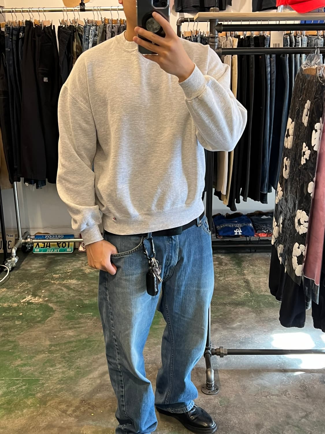 90's [XL] 러셀 애슬레틱 빈티지 맨투맨 그레이 무지 크루넥 스웨트 상품이미지3