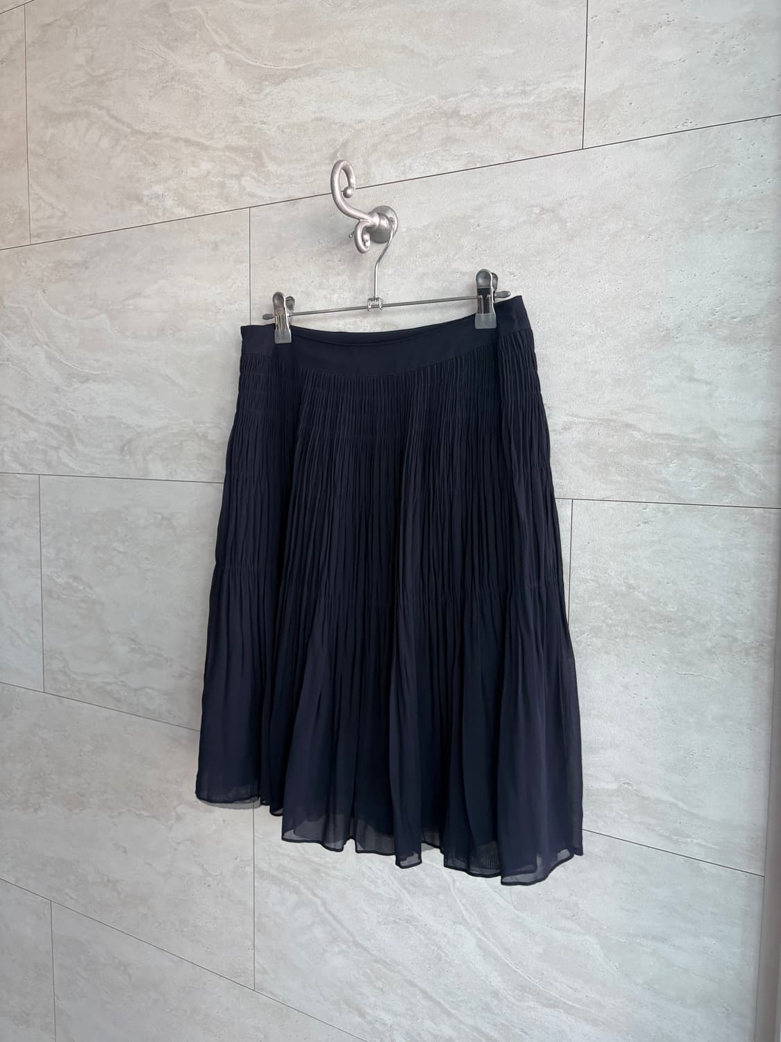 navy pleated chiffon skirt 상품이미지1