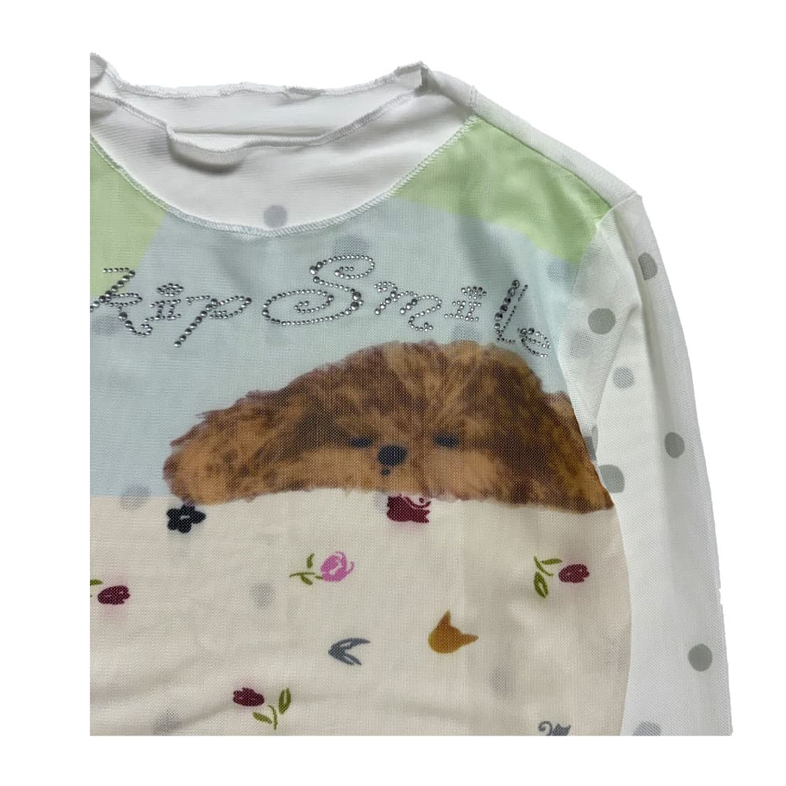 새상품 여자 쉬폰 도트 긴팔티 상품이미지2