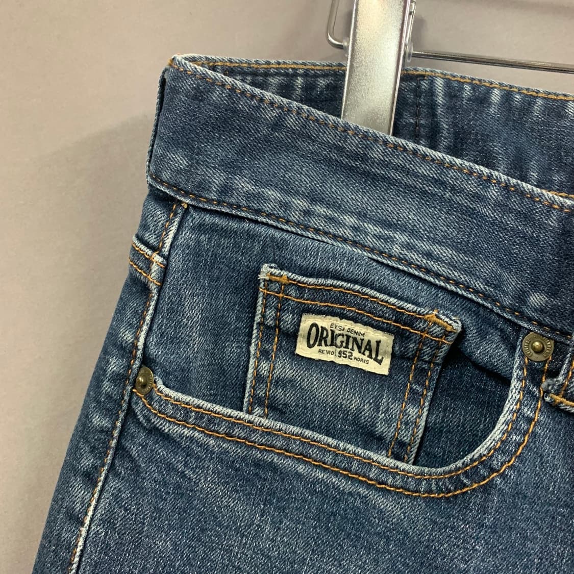 34인치 EVISU 에비수 스트레이트핏 워싱 스판 데님 청바지 상품이미지4