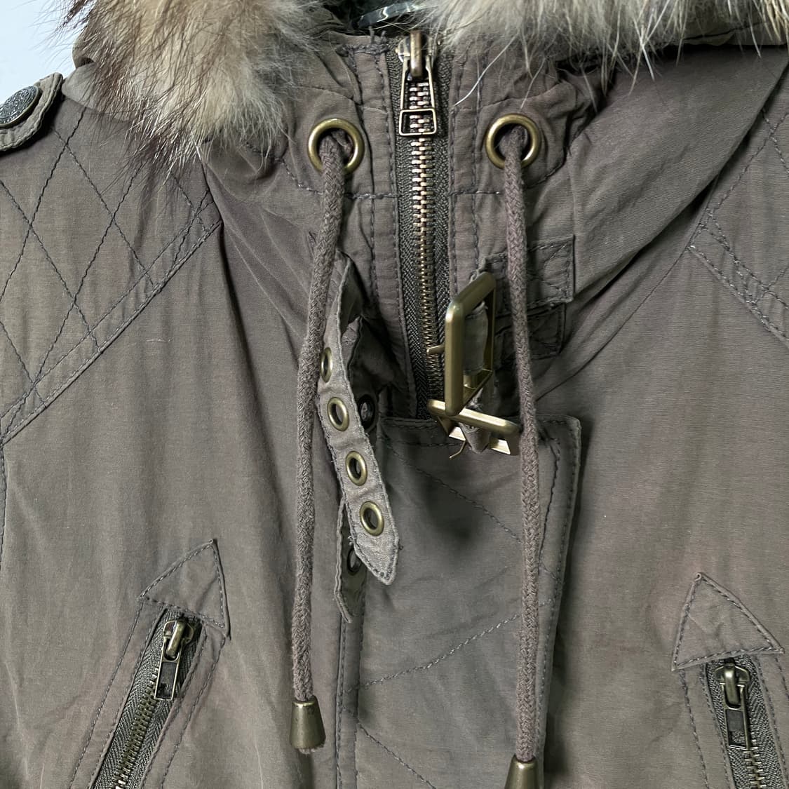 VTG 빈티지 카키 후드 퍼 롱야상 점퍼 M 상품이미지6