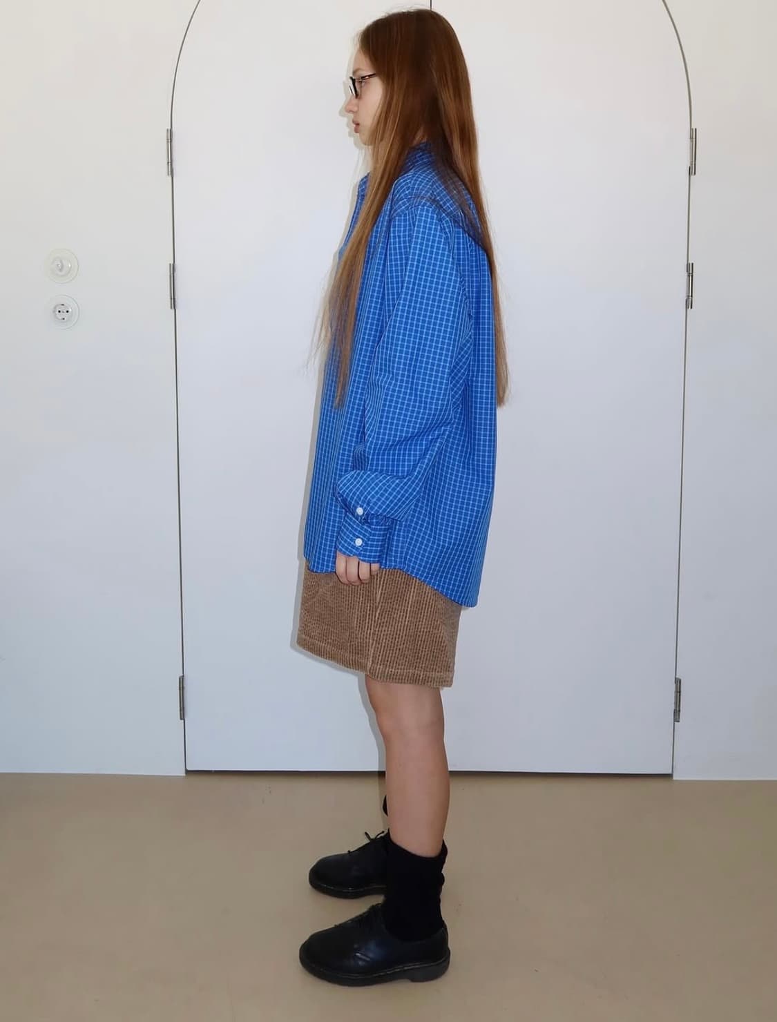 CHECK SHIRRING SHIRT, BLUE 상품이미지2