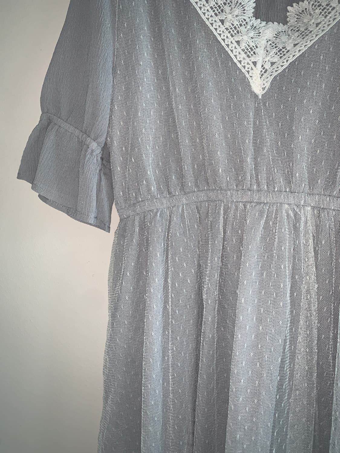 Lace v neck dot dress 상품이미지5