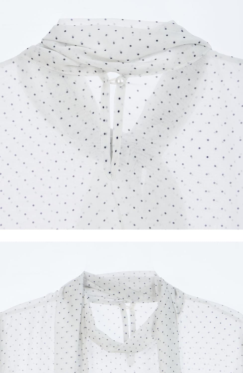 헤인트 SEE-THROUGH DOT TIE BLOUSE 아이보리 상품이미지3