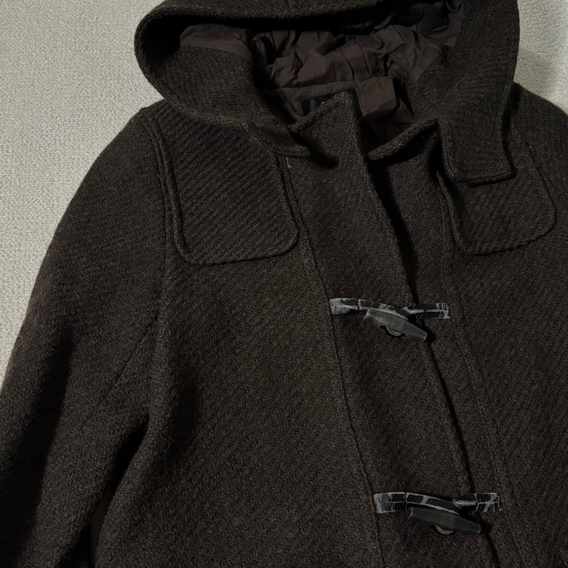 일본빈티지 브라운 후드 떡코 떡볶이코트 상품이미지2