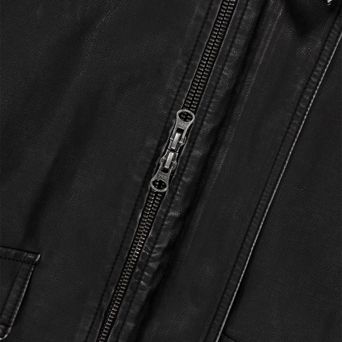 WASHED FAUX LEATHER BLOUSON BLACK|레더자켓 상품이미지4