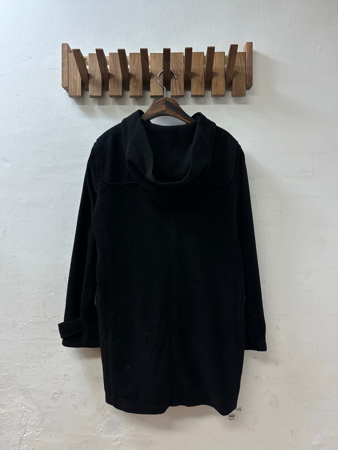 일본빈티지 양모울 혼방 블랙 떡볶이 더플 코트 상품이미지2