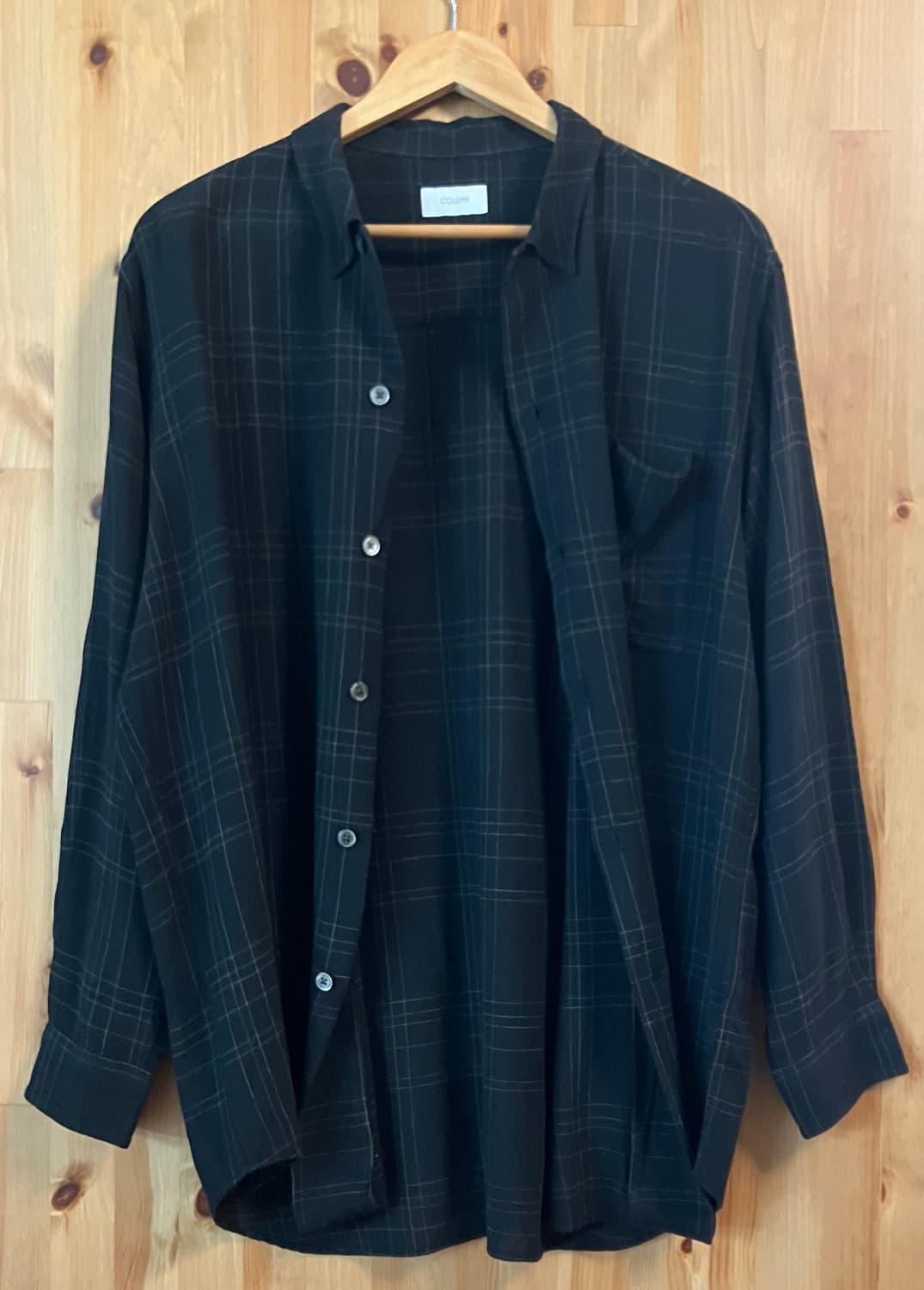 Rayon loose silhouette check shirt 상품이미지3