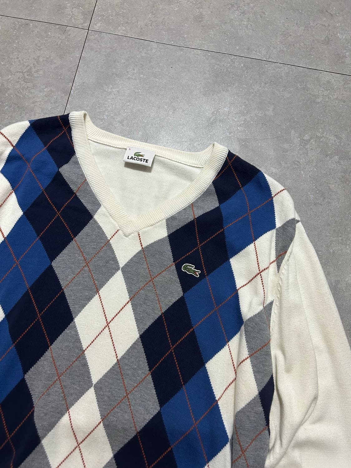 라코스테 아가일 빈티지 코튼 니트  105size   상품이미지2