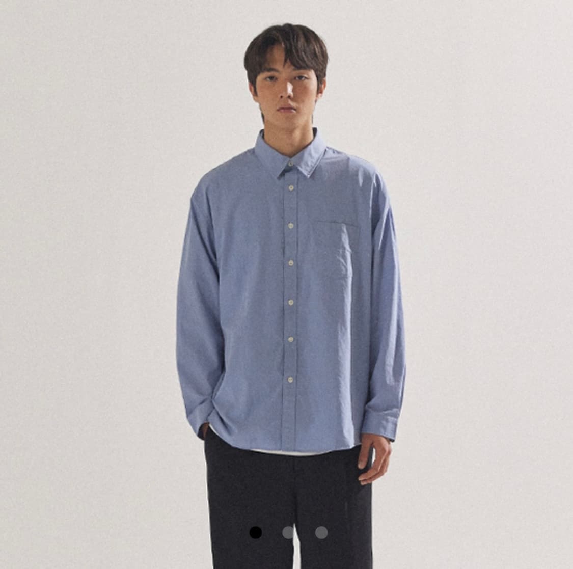 [L] 팔랩(PALAP) 내츄럴 크링클 포플린 오버핏 셔츠 (블루/카키) 상품이미지2