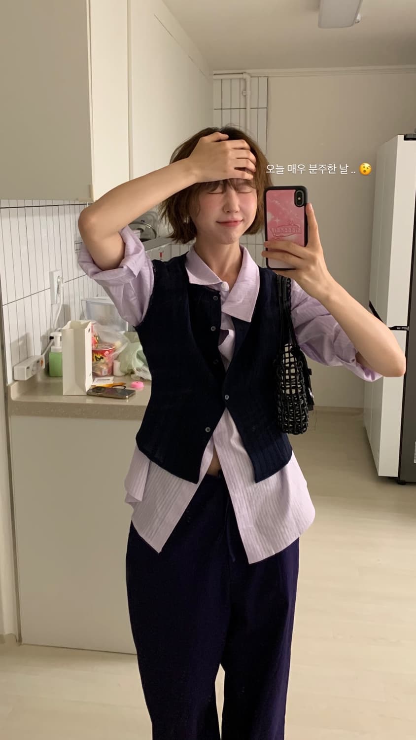 비아플레인 네이비 베스트 via boris button vest navy 상품이미지5