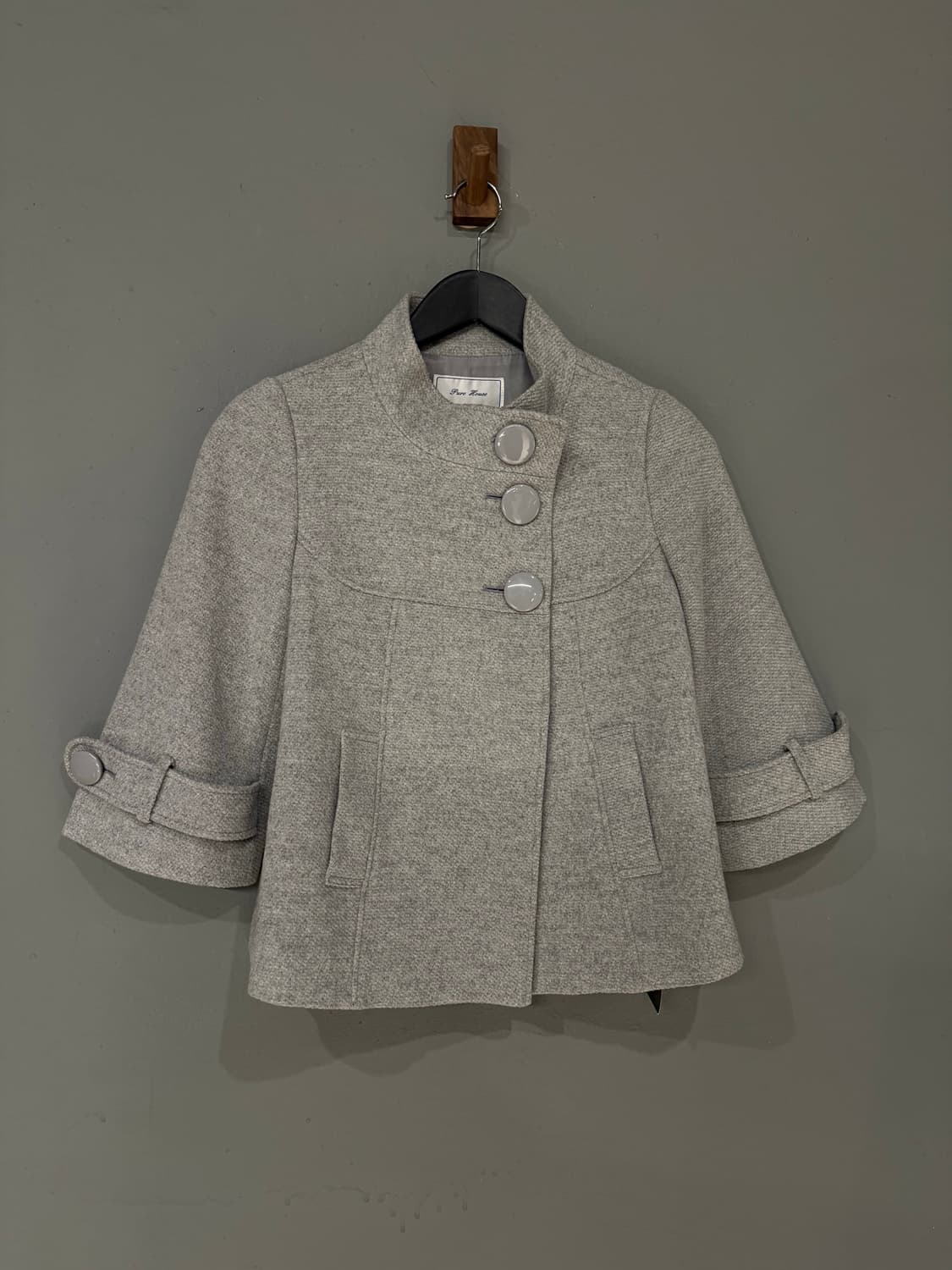 high-neck big button half coat 상품이미지5