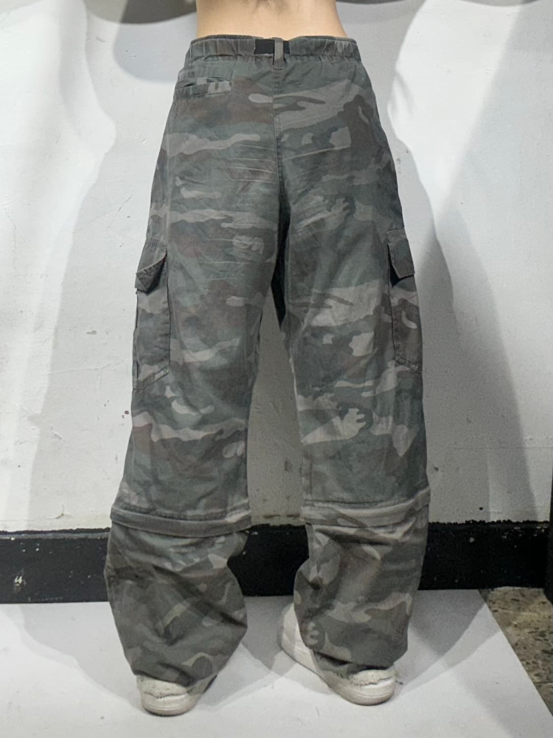 일본 빈티지 카키 무릅 절개 포인트 와이드 카고 팬츠  상품이미지3