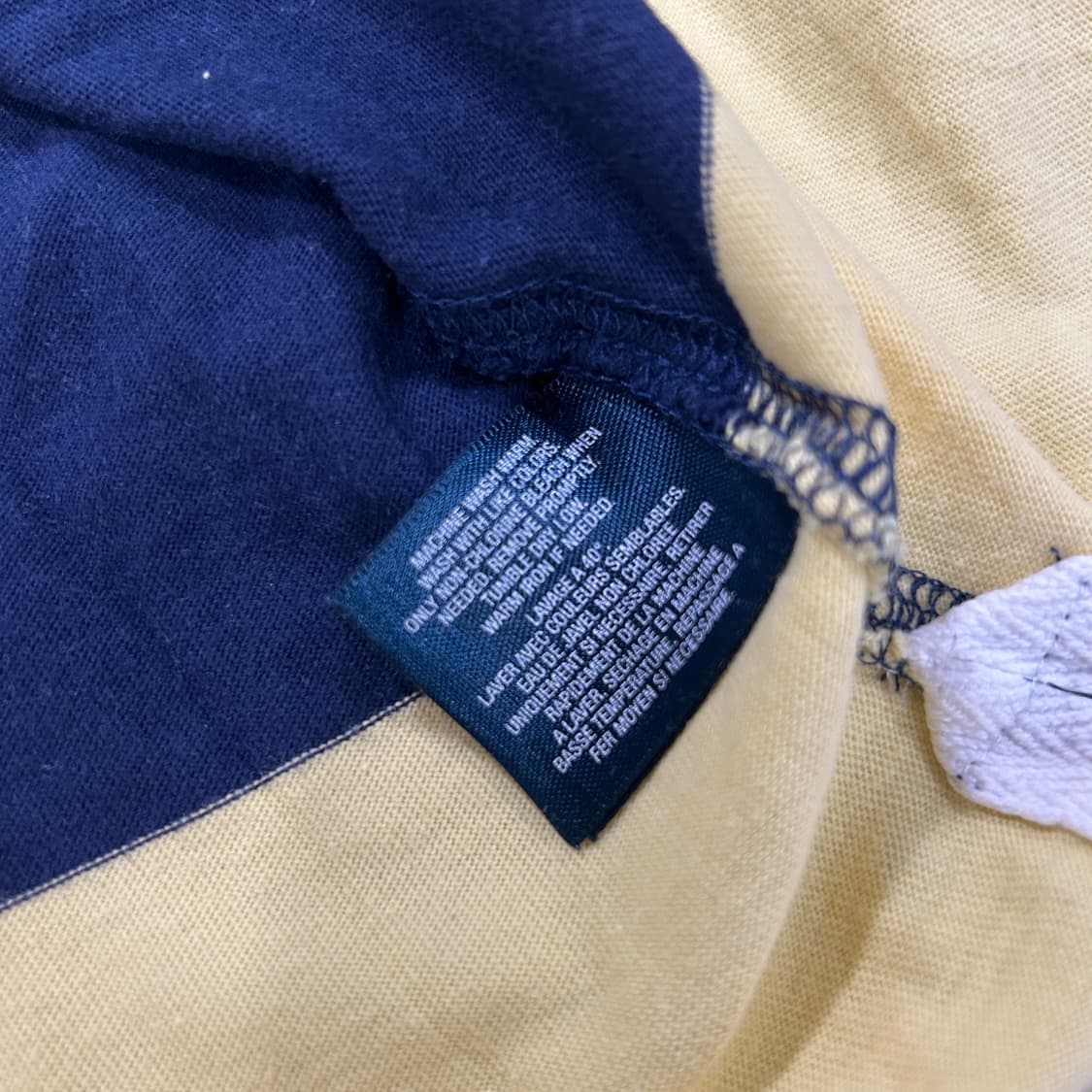 폴로 옐로우 네이비 스트라이프 럭비티 긴팔 XL 상품이미지3