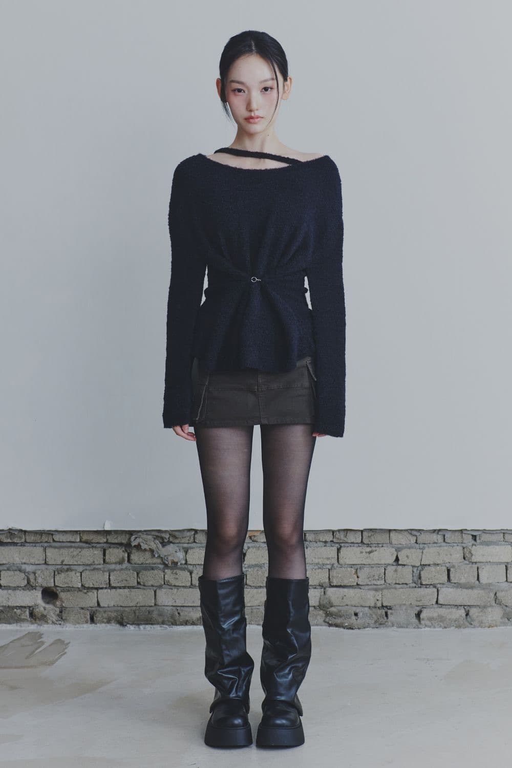 페인오어플레져 루비 후크 오버 니트 블랙 상품이미지2