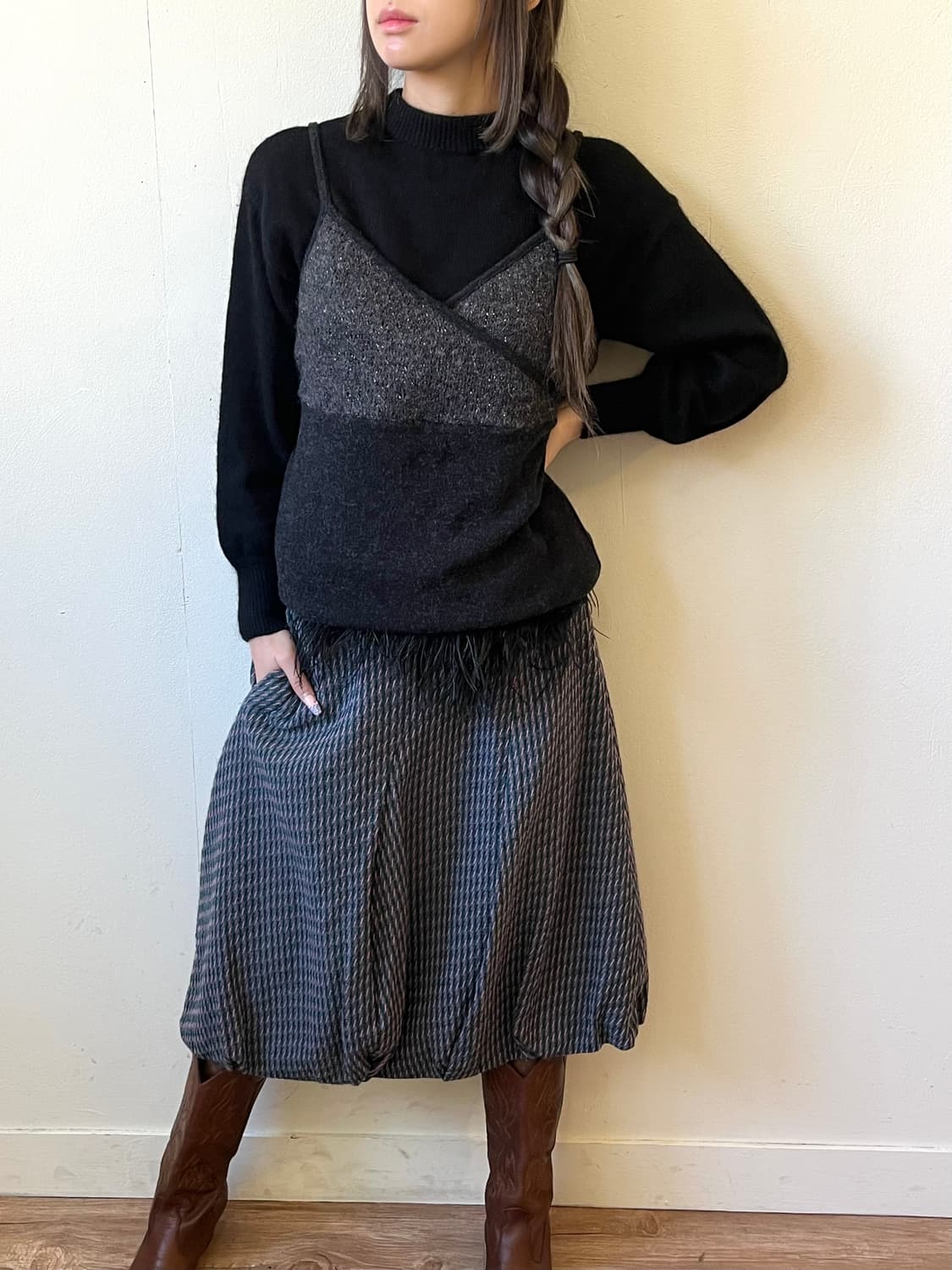 japan vtg 백 로브 뷔스티에 상품이미지6