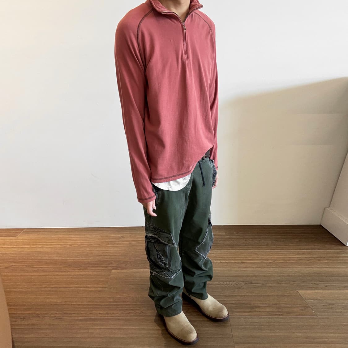 Contrast Stitch Detail Half-Zip Pullover 상품이미지2