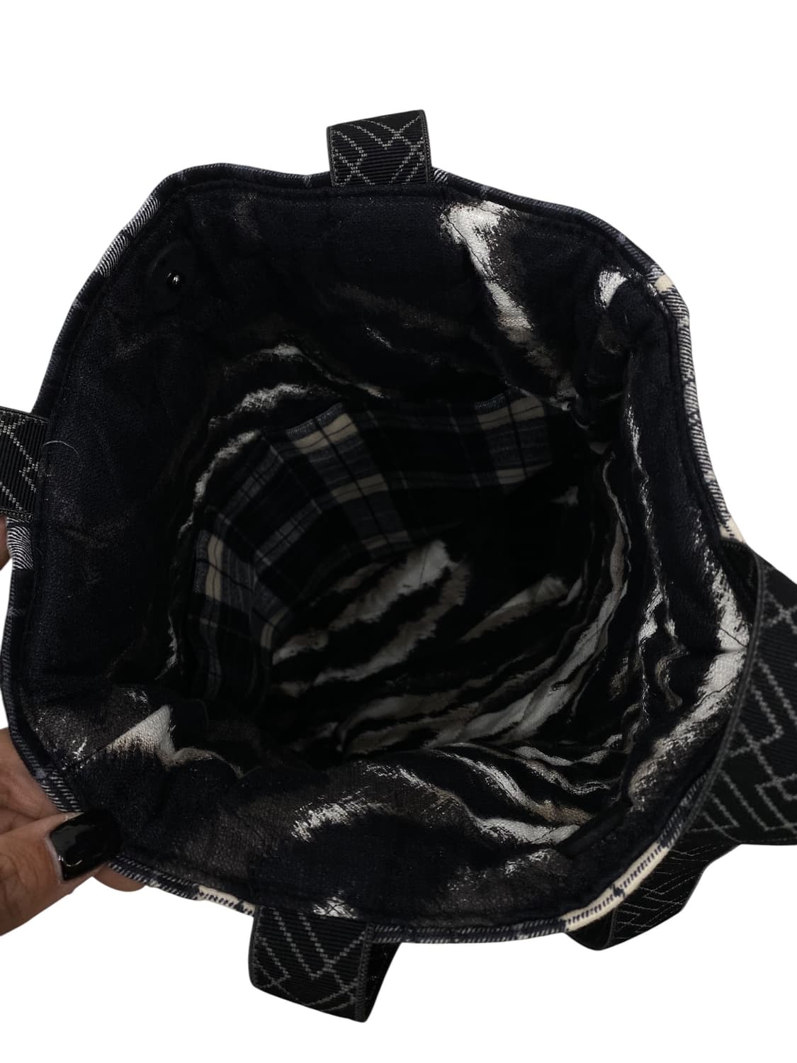 울 블랙체크 에코백 상품이미지3