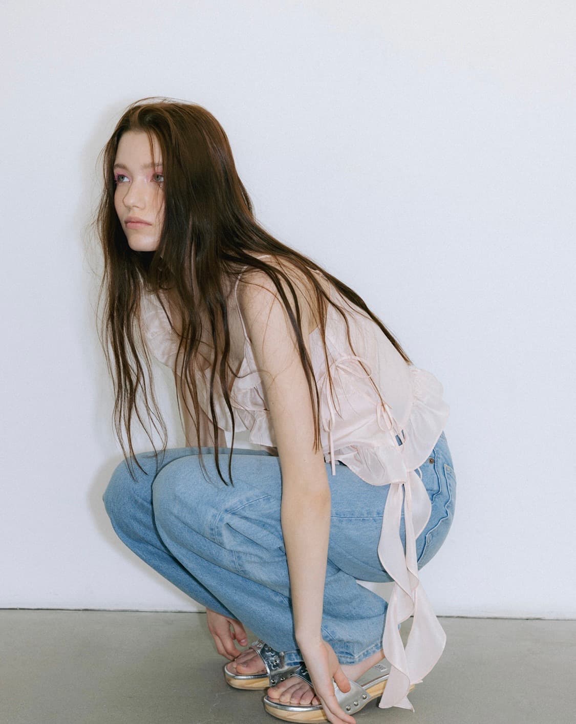 아뜰리에에디션 String Shirring Blouse (pink) 상품이미지10