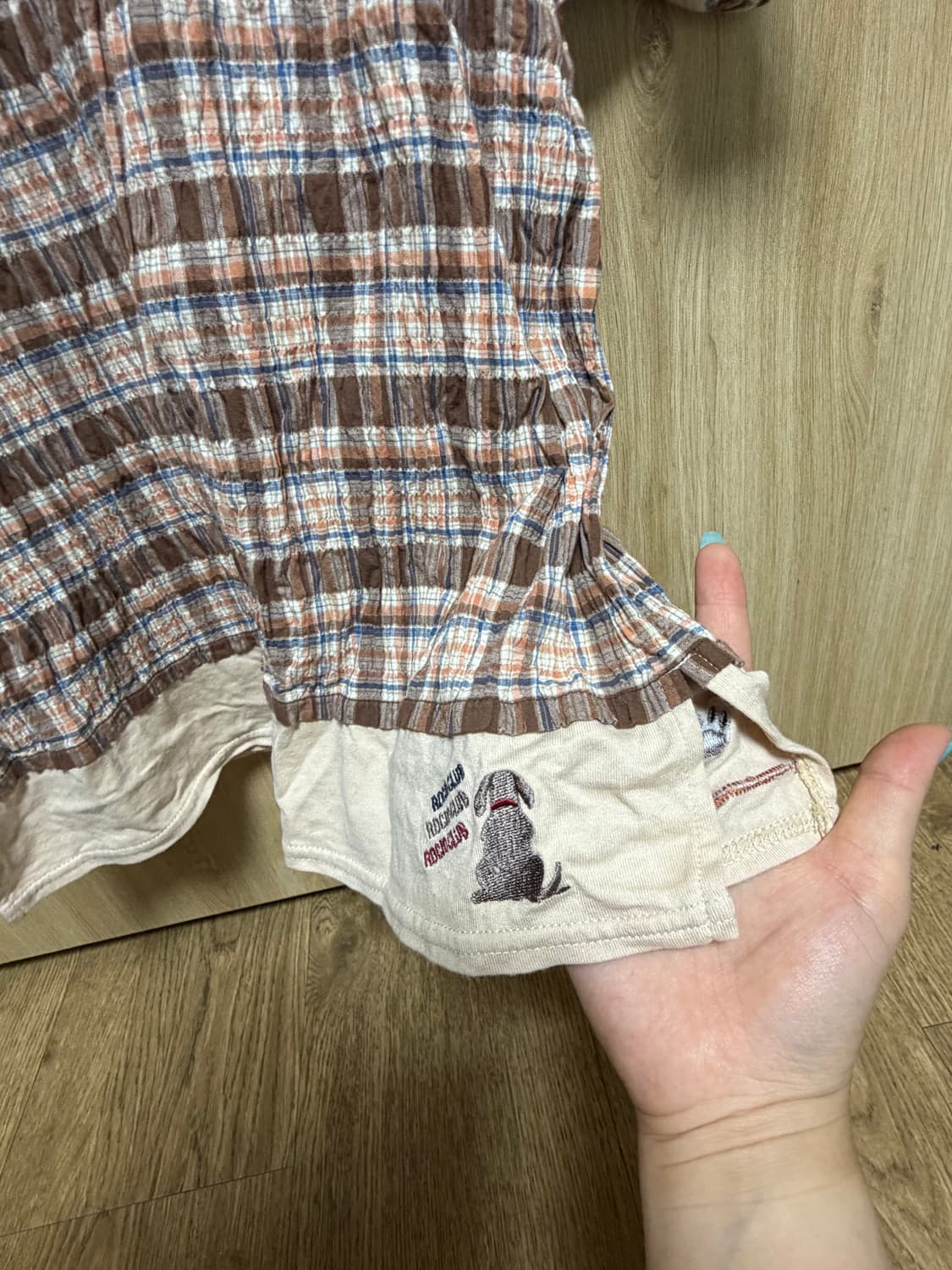 모리걸 강아지 체크 반팔티 상품이미지6