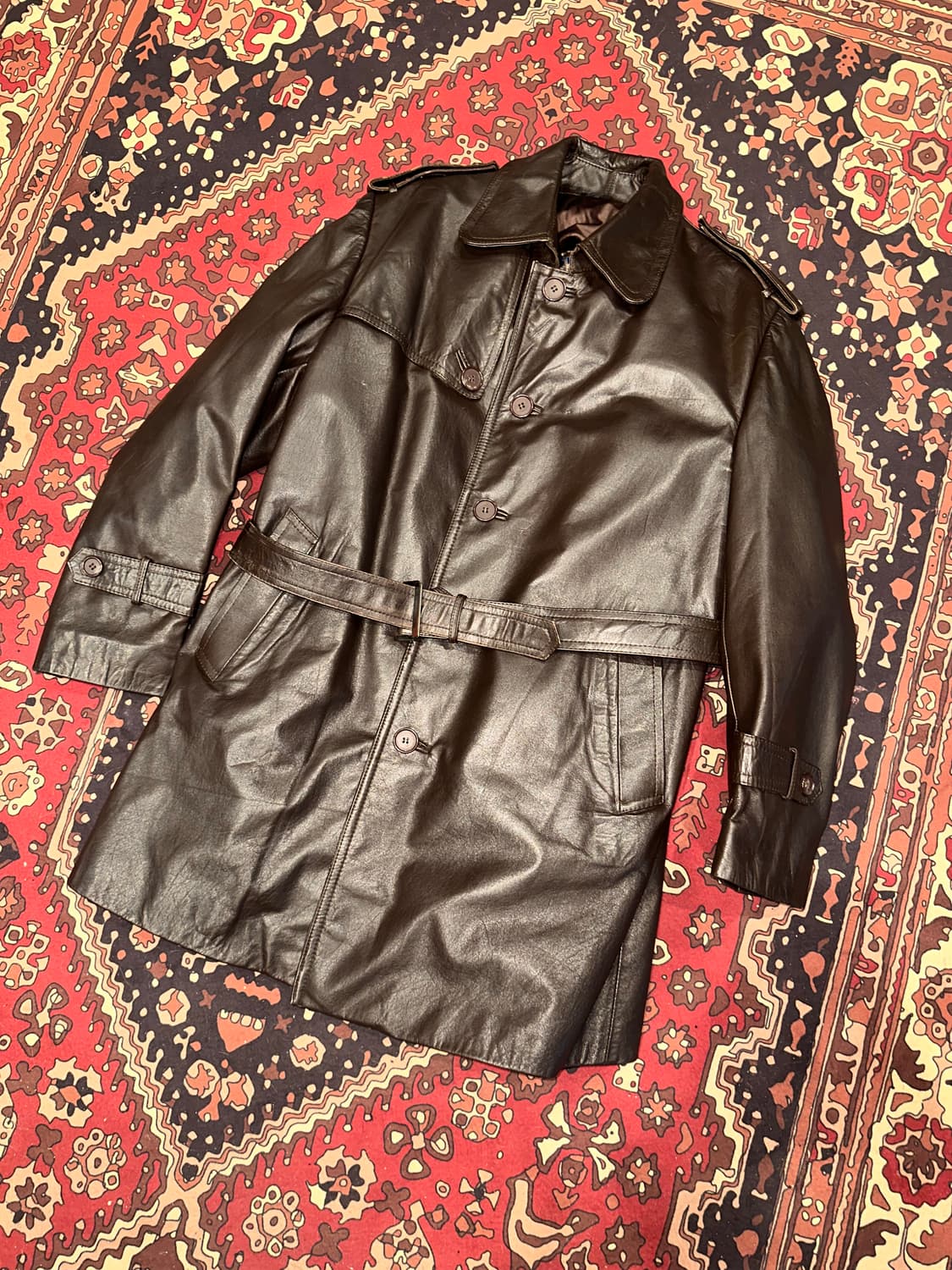 ( L ) 가죽코트 가죽카코트 가죽자켓 워크웨어 아메카지 남자코트 상품이미지6