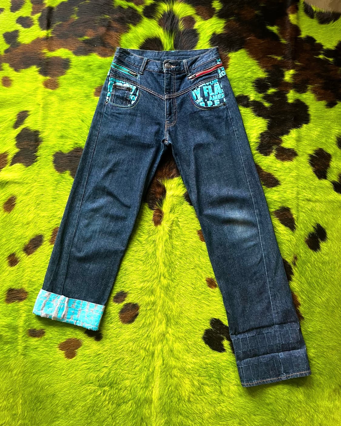 90-00s JPN Graffiti Docking Denim Pants 상품이미지3