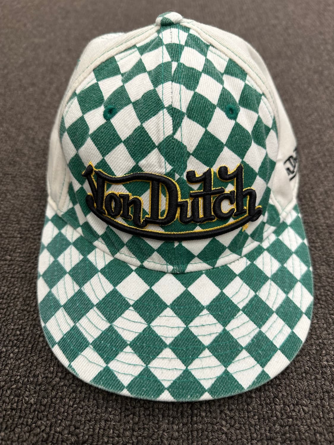 본더치 빈티지 그린 체커보드 스냅백 상품이미지2