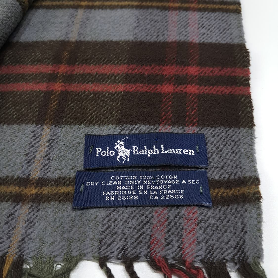 MX628 폴로 80s 프랑스판 코튼 타탄체크 멀티컬러 머플러 목도리 상품이미지5