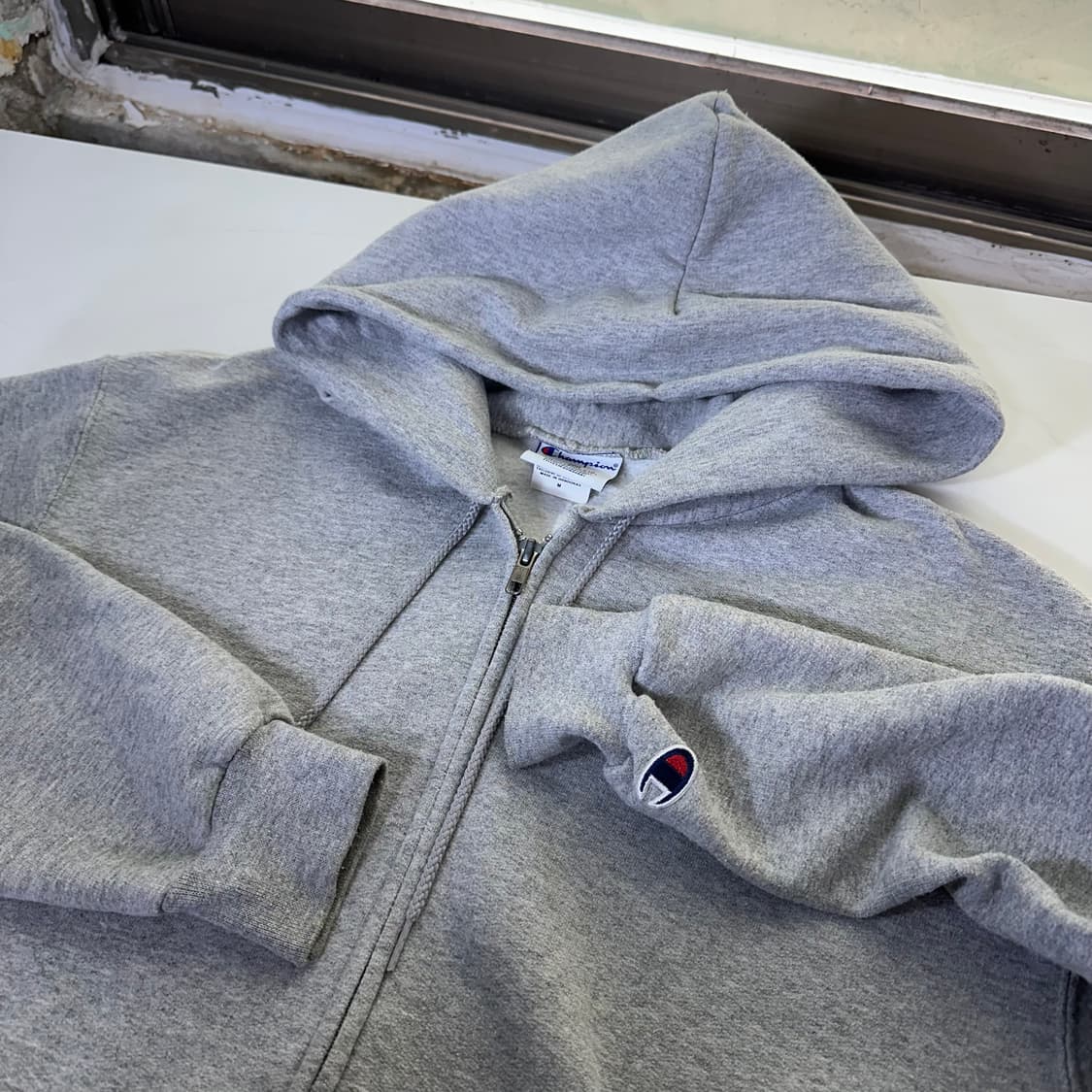 M 챔피온 USA 오버핏 그레이 코튼 후드집업 상품이미지1