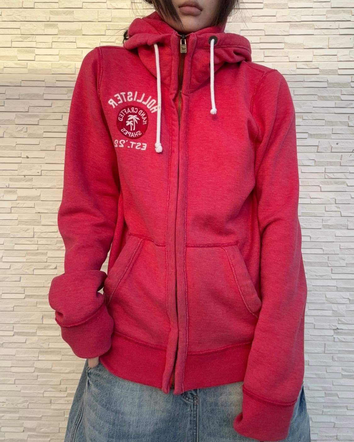 90s HOLLISTER 올드스쿨 레드 집업 후드 상품이미지2