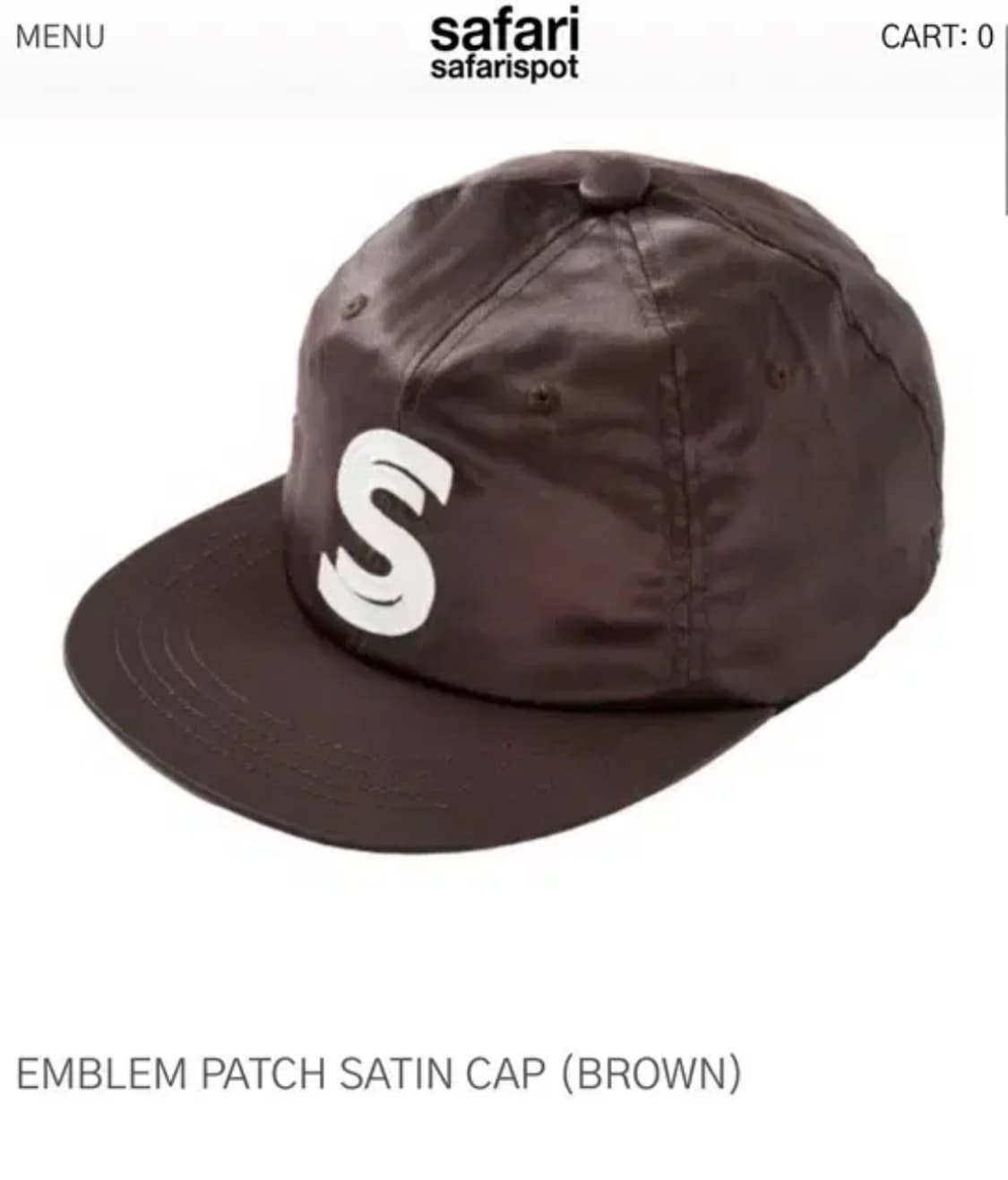 사파리스팟 모자 EMBLEM PATCH SATIN CAP (BROWN) 상품이미지1