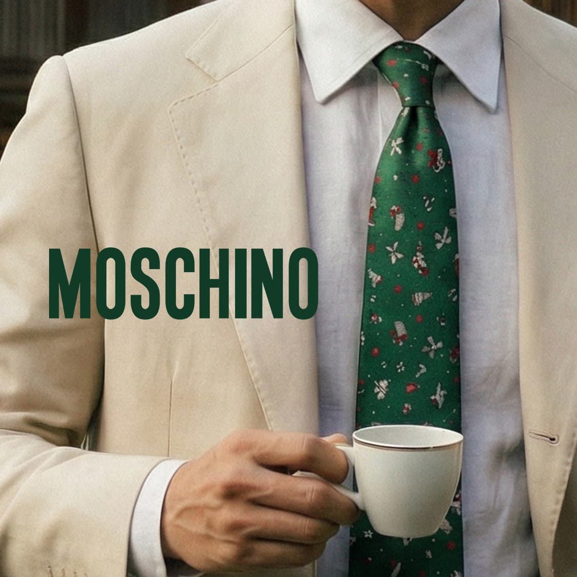 모스키노 자카드 크리스마스 패턴 넥타이 9.6cm A+등급 E789
 상품이미지1