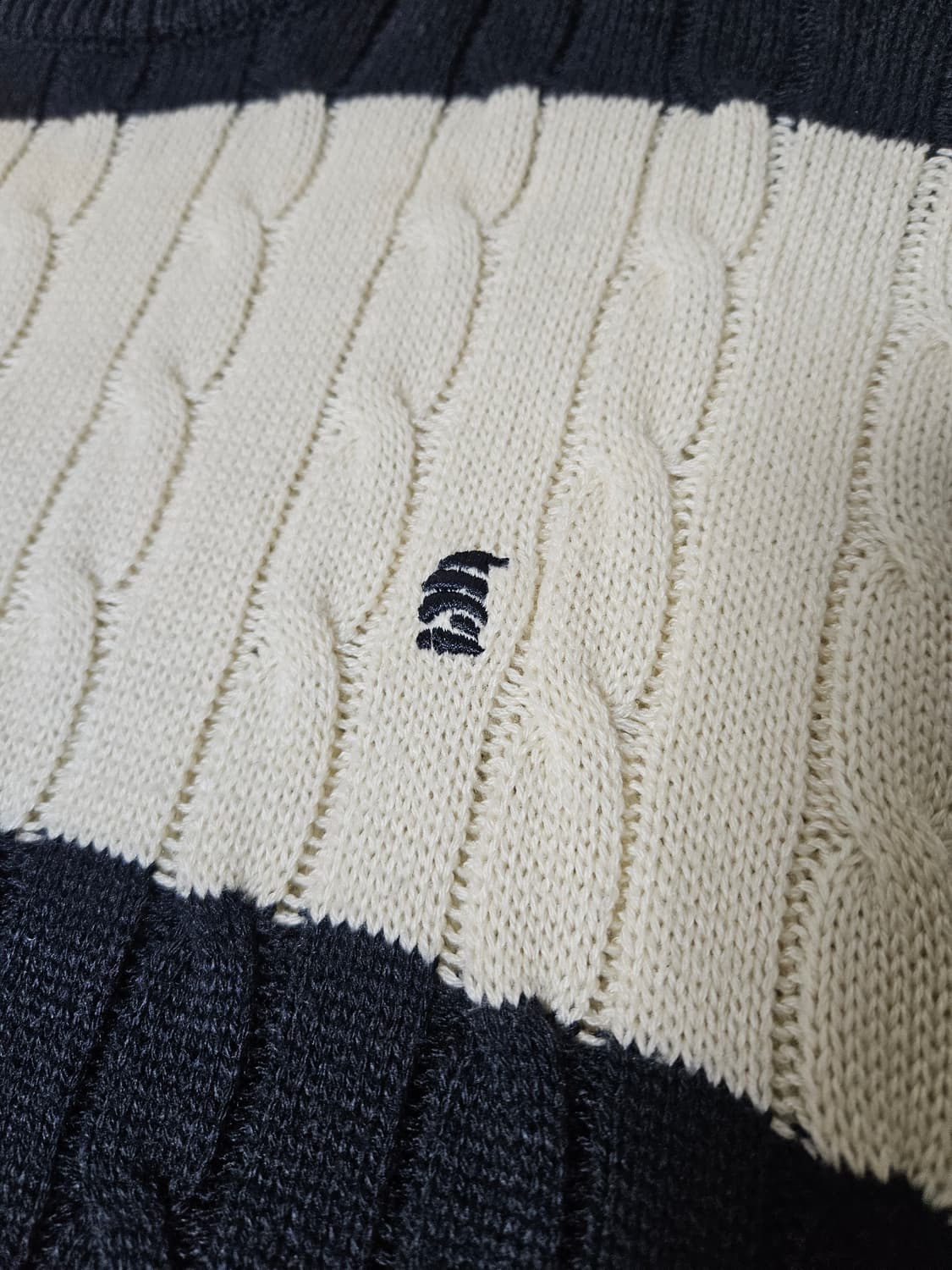 트릴리온 워셔블 보트자수 케이블 크루넥 니트 L 상품이미지5