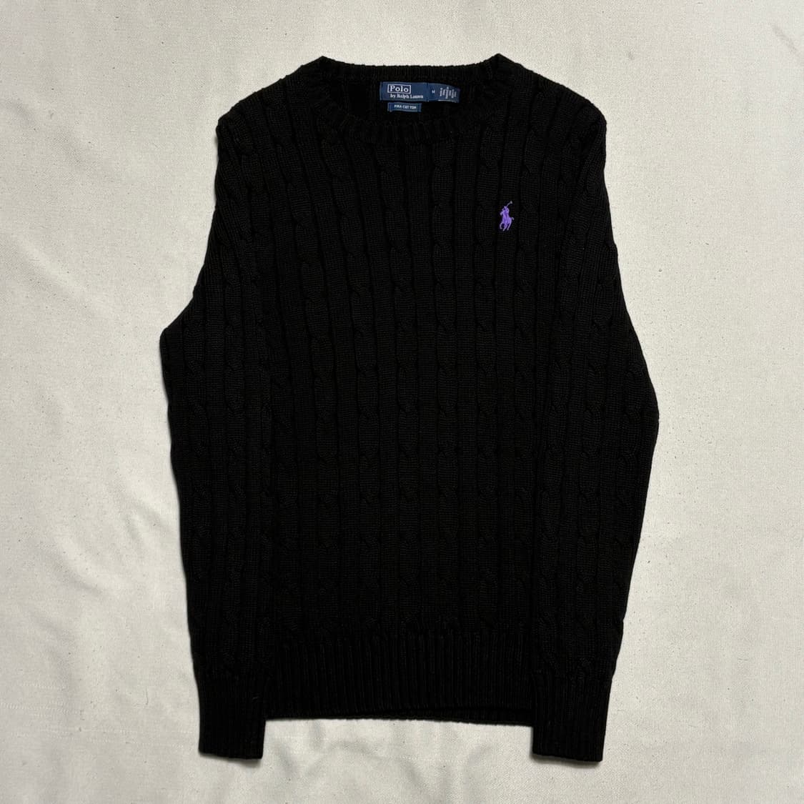 M 폴로랄프로렌 여성용 퍼플포니 블랙 케이블 니트 상품이미지2