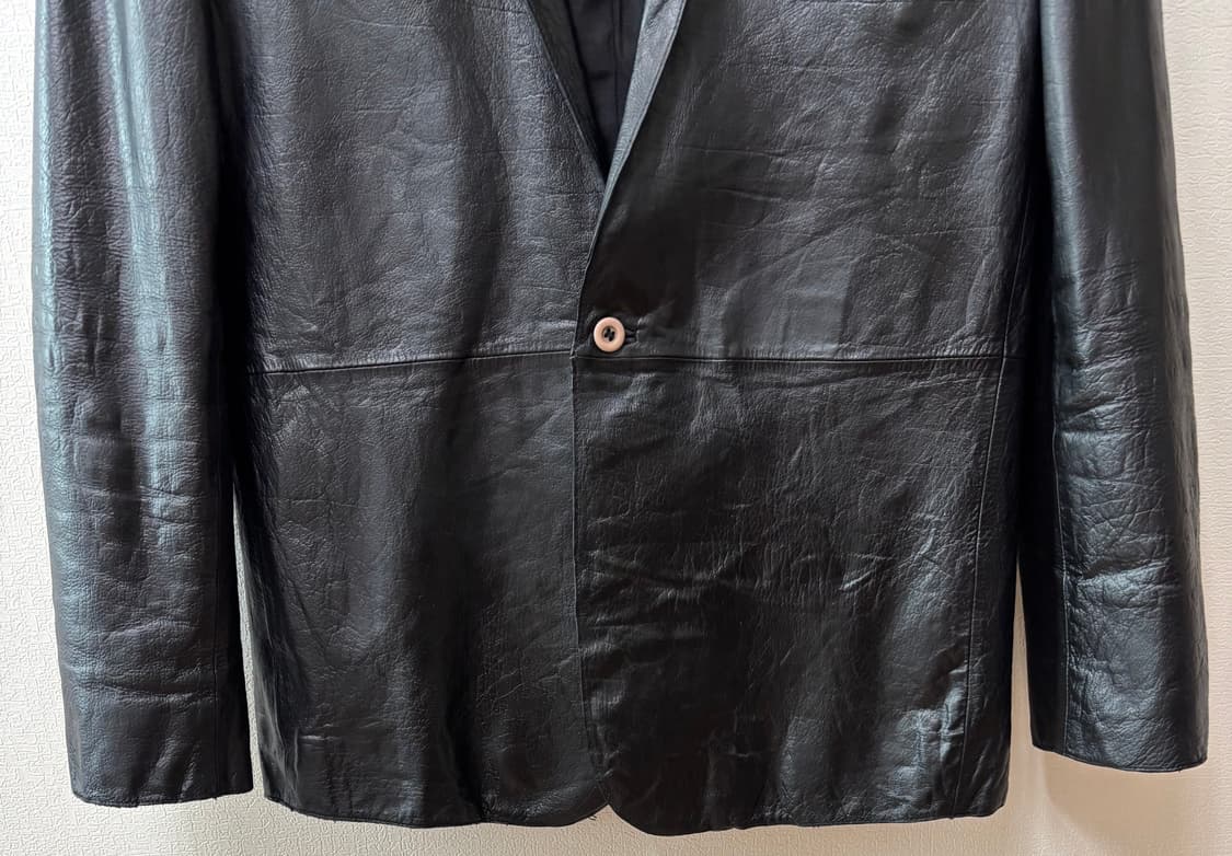 90s Acne action jeans Vintage 가죽 원버튼 자켓 상품이미지2