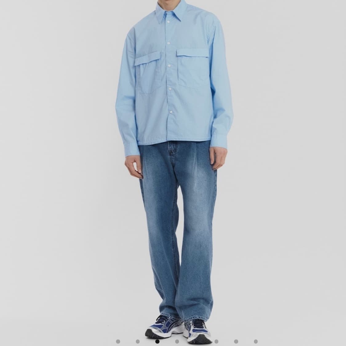 언어펙티드/ 드로스트링 셔츠 스카이블루/ M 상품이미지6