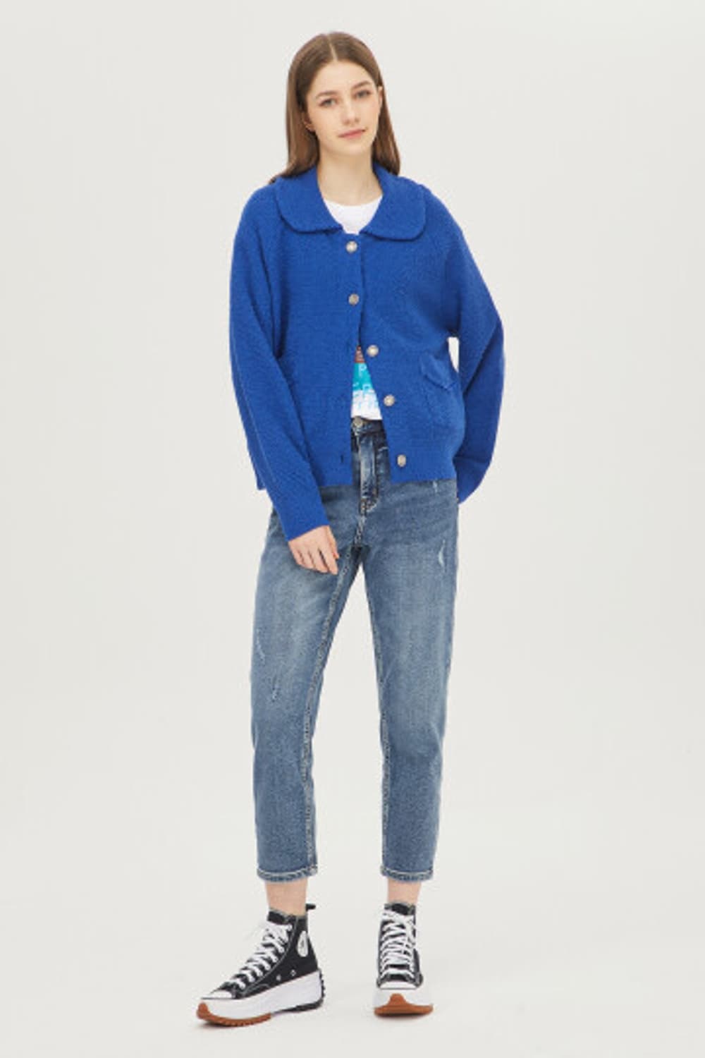 베네통 CIAO 파랑색 니트 가디건 상품이미지3