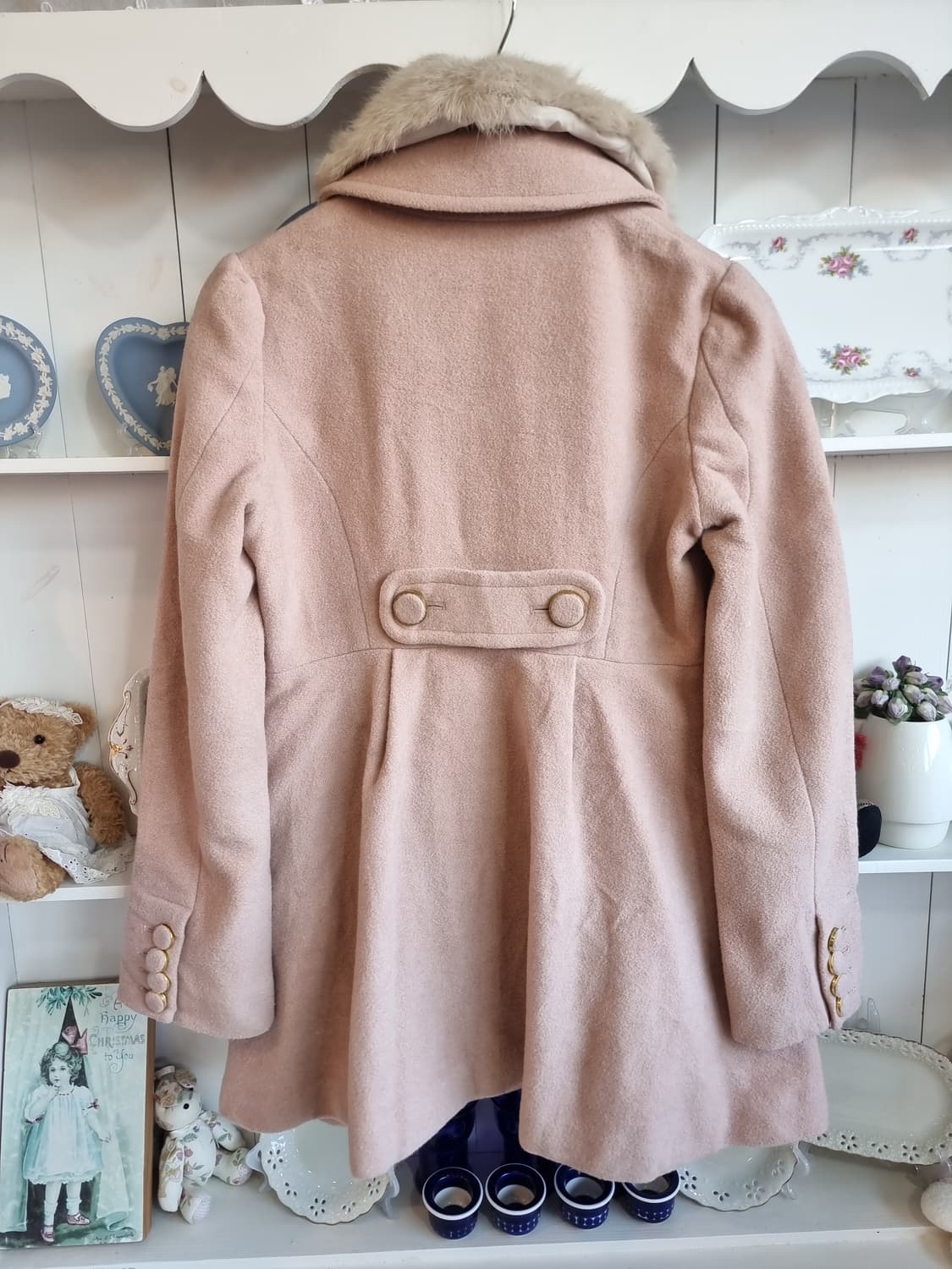 핑크 퍼 카라 플레어 코트 상품이미지5