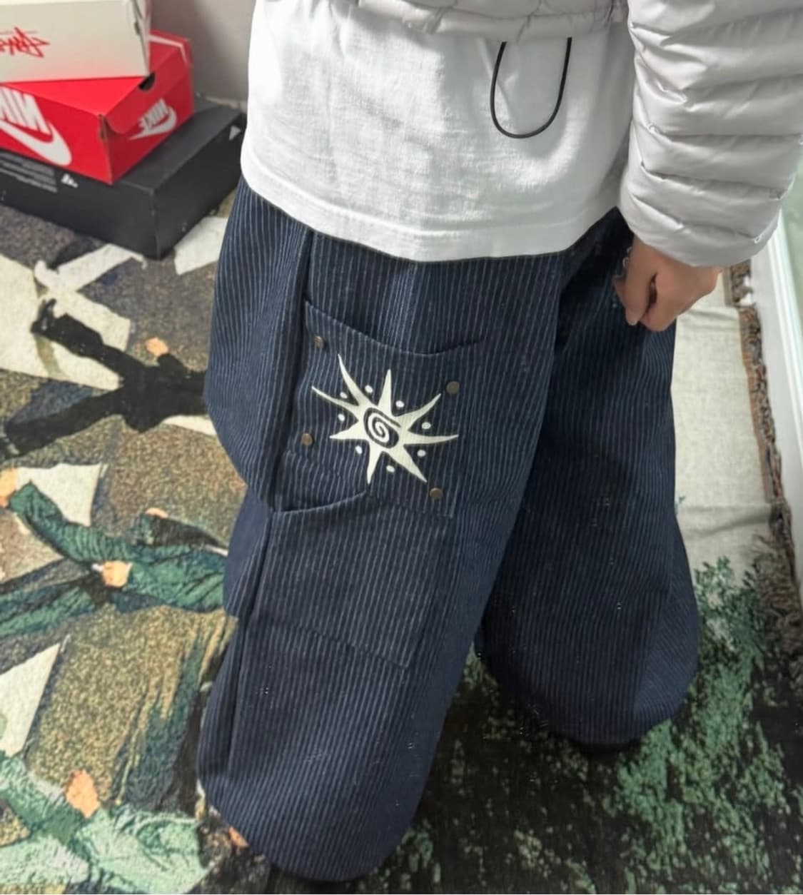 스트라이프 백포인트 밴딩 데님팬츠 상품이미지2