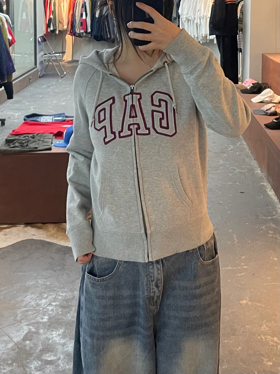 갭 로고 그레이 후드집업 H2416 상품이미지1