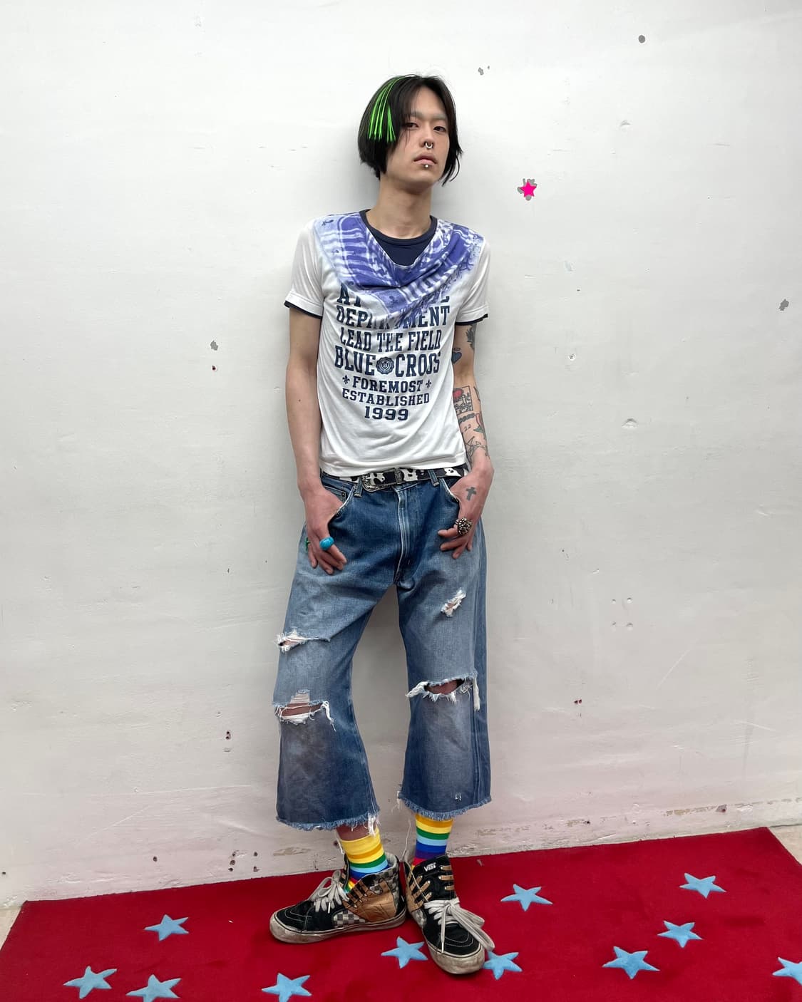 Blue scarf trong freu layered T-shirt  상품이미지7