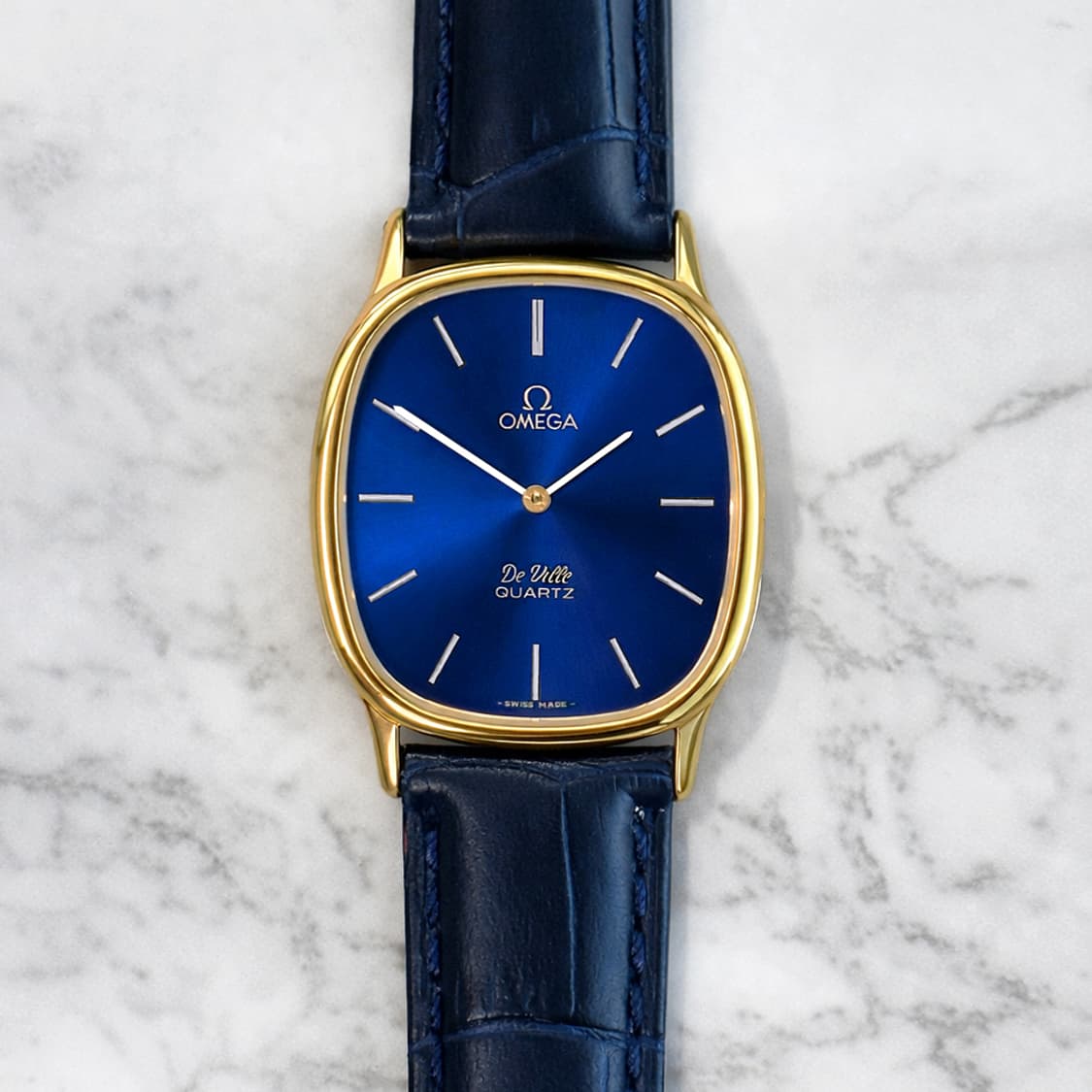 정품 오메가 엘립스 드빌 쿼츠 청판 금장 빈티지 시계 상품이미지1