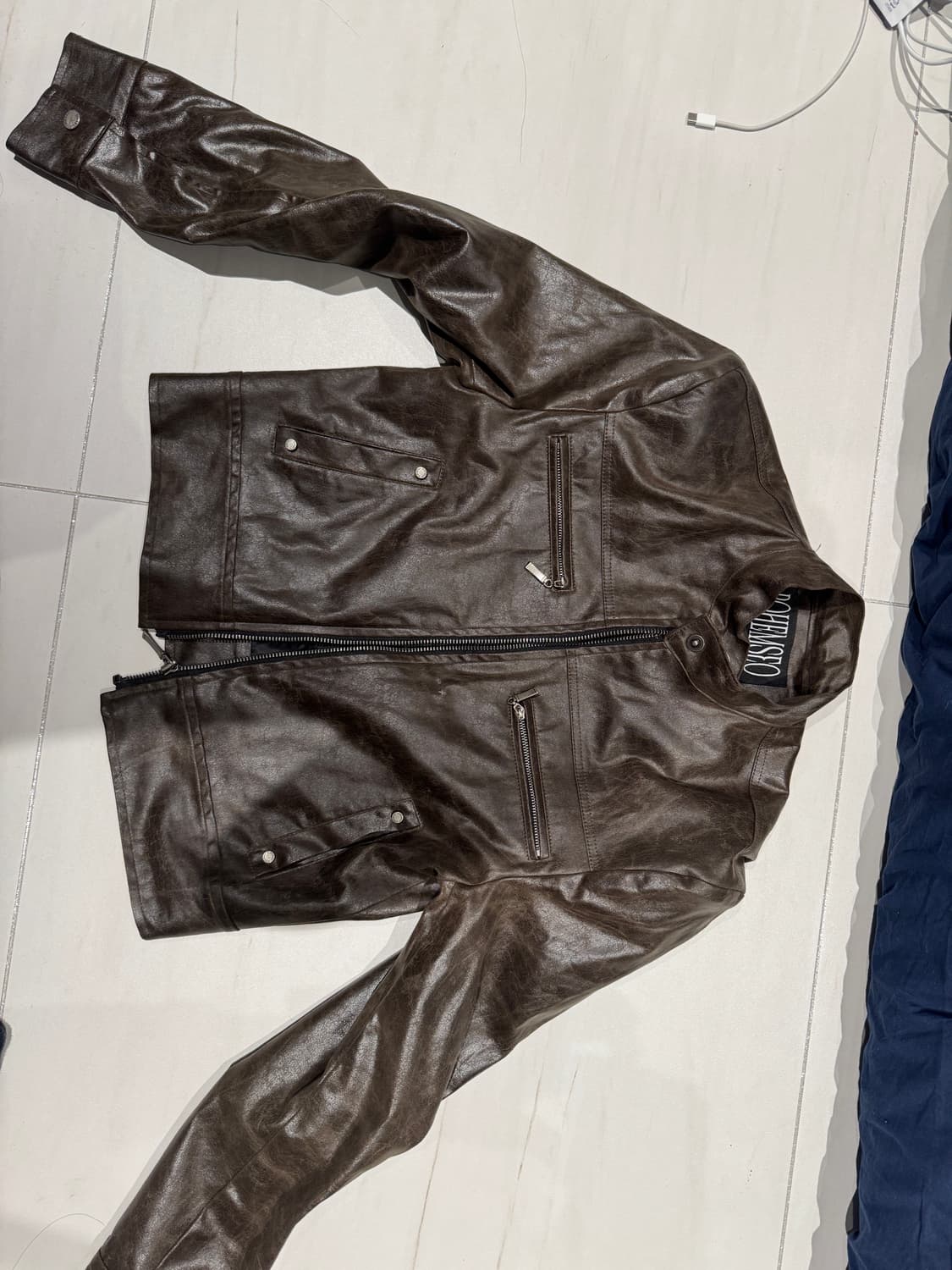 보헤미안서울 보헴서 빈티지 레더 숏 자켓 브라운 상품이미지3