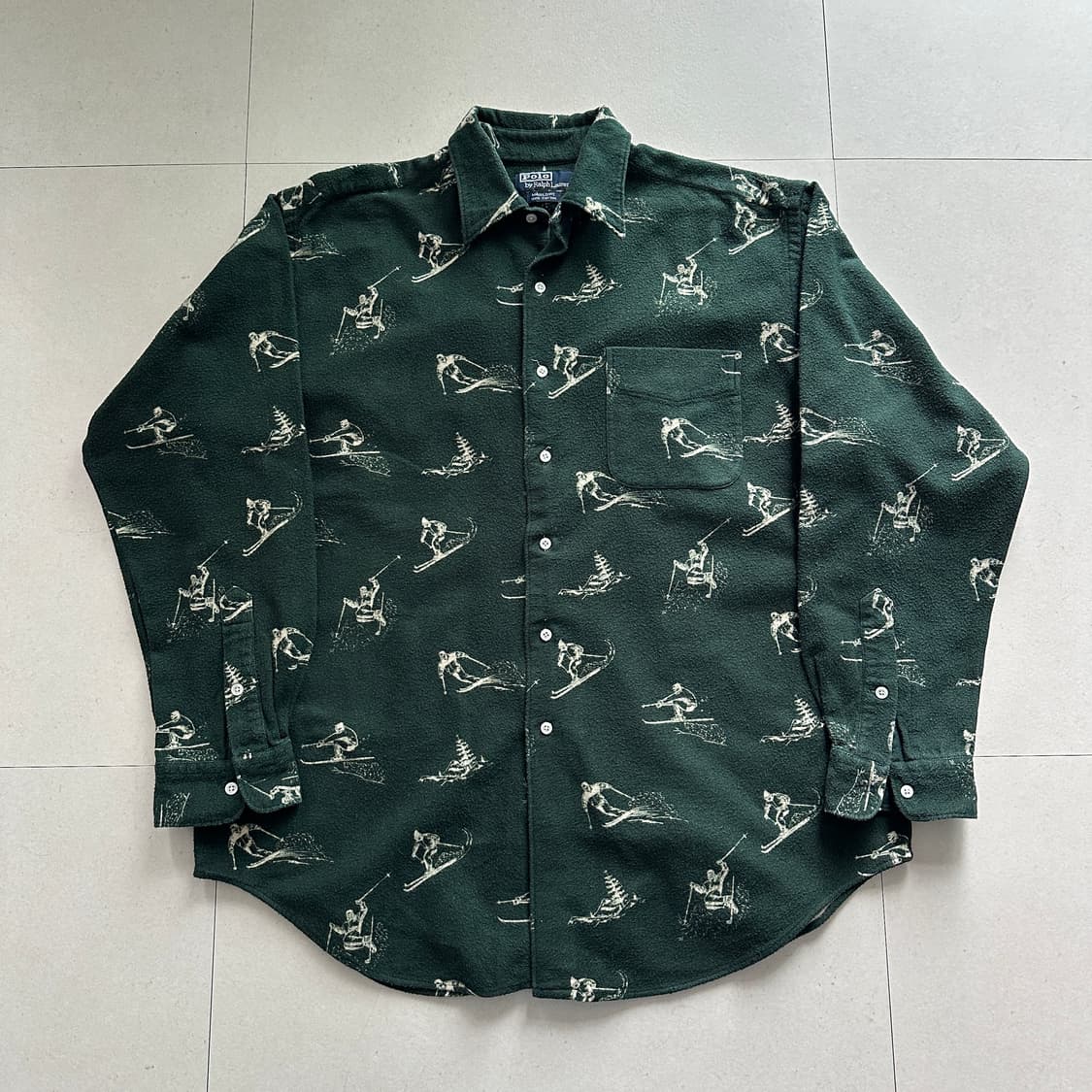 90s 폴로 랄프로렌 스키 패턴 기모 플란넬 셔츠 (L) 미국 생산 상품이미지2